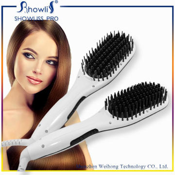 2016 New Item OEM 2 in 1 Ionic Hair Straightening Brush with LCD Display FCC CE RoHS